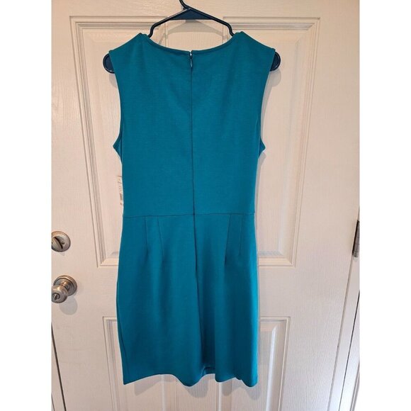 NWT Women's Sharagano Laguna Blue Drape Front Sheath Dress Size 10 - Picture 2 of 7